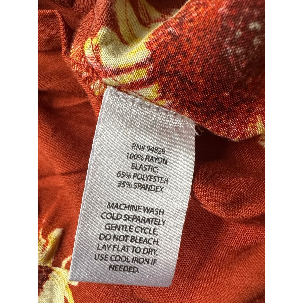 Derek Heart Sunflower Print Tie Front Cutout Jumpsuit Burnt Orange Large - Picture 4 of 5